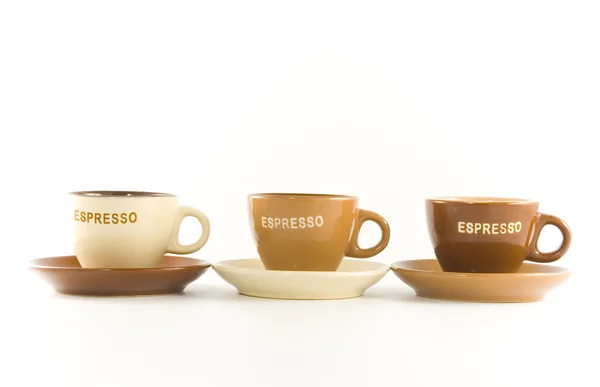 Üç fincan espresso — Stok fotoğraf