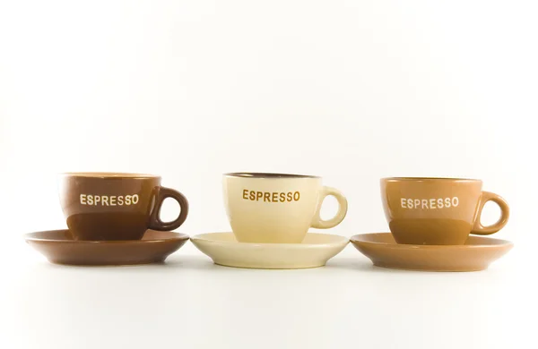 Três copos de café expresso — Fotografia de Stock