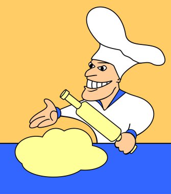 Merry cook at work. clipart