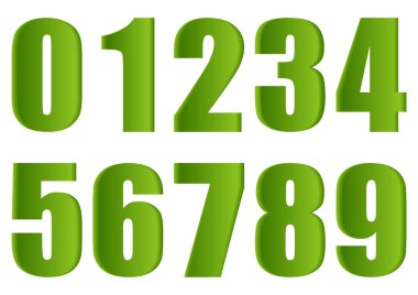 Green numbers. clipart