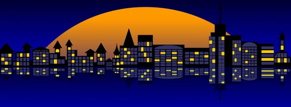 Paysage de la ville nocturne . — Image vectorielle
