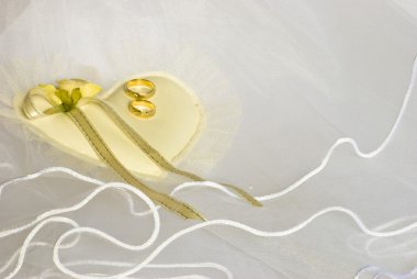 Wedding rings over veil clipart