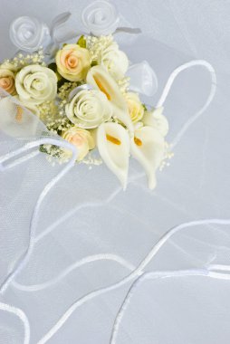 Wedding flowers over veil clipart