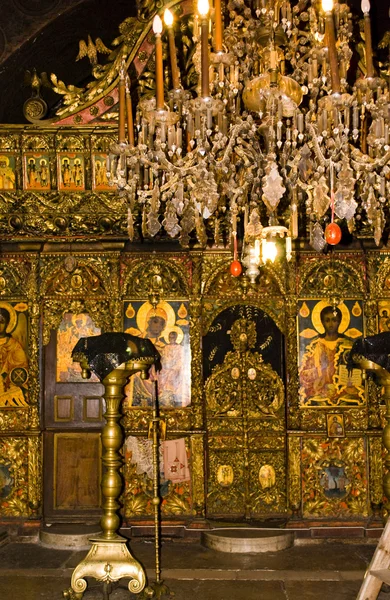 Icon paintings in monastery interior — Stock Photo, Image