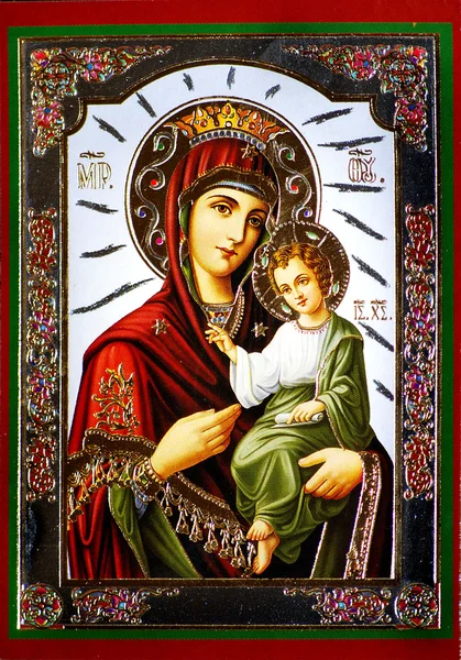 Virgen María con el icono de Jesús — Foto de Stock