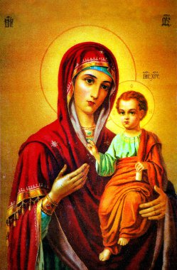 Virgin Mary with Jesus icon clipart