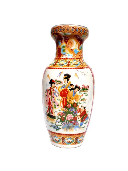 Vaso cinese antico colorato decorato — Foto Stock