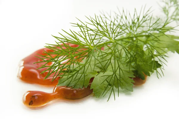 En zig-zag tomat ketchup — Stockfoto