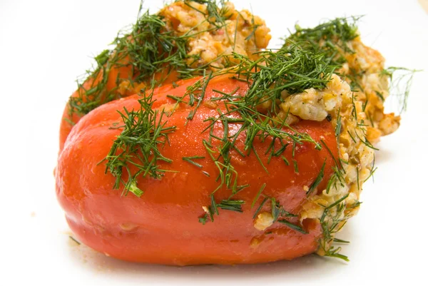 Rote Paprika gefüllt mit Hackfleisch und — Stockfoto