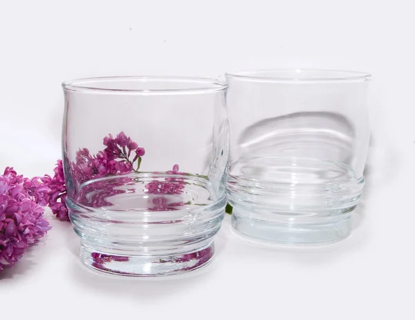 Glas och blommor — Stockfoto