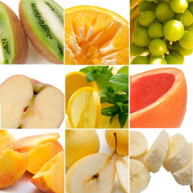 Colorful healthy fruit collage clipart