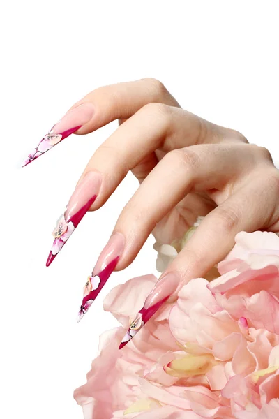 Manicured acrylic nails Royalty Free Stock Images