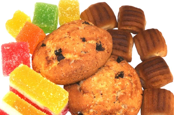 Verschillende cookies met zoetigheden — Stockfoto