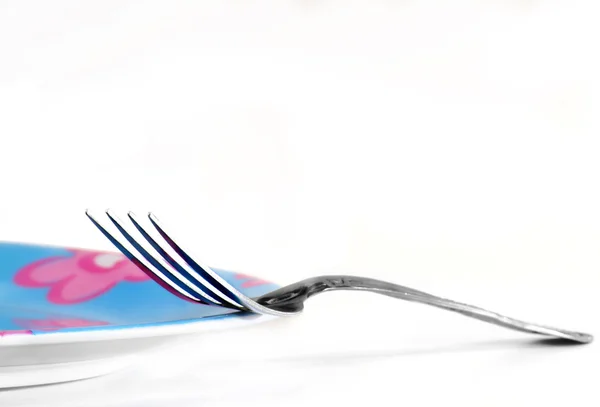 Tenedor y plato — Foto de Stock