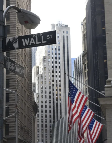 Wall street and broadway street signs — Stock Photo, Image