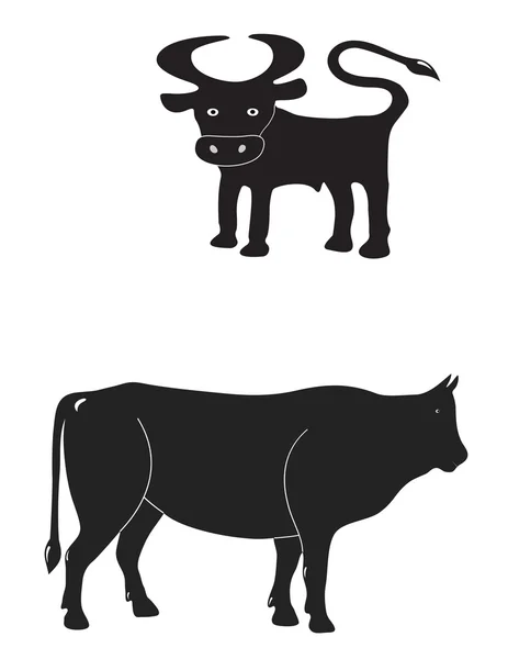 La vache et le jeune taureau — Image vectorielle