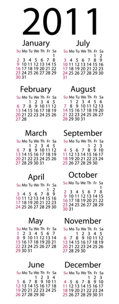 Calendar 2011 US — Stock Vector