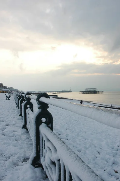stock image Hove beach in the snow