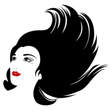 Isolated vector woman with flowing hair clipart