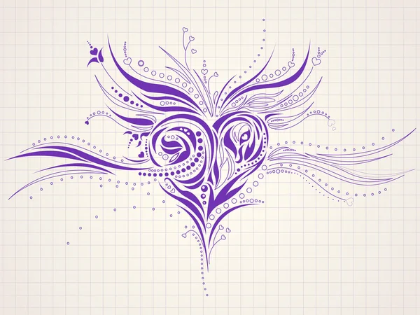Handgezeichnetes künstlerisches Herz-Doodle — Stockvektor