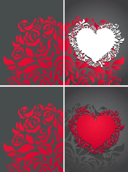 Серце і троянди пелюстки фони — стоковий вектор