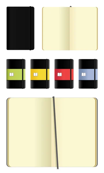 Moleskine notebooks ikoner set — Stock vektor