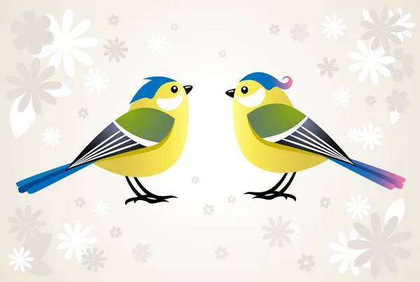 Słodkie tit stylizowane ptaków — Wektor stockowy