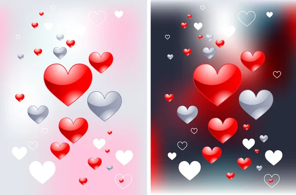 Глянцеві серця любовні фони — стоковий вектор