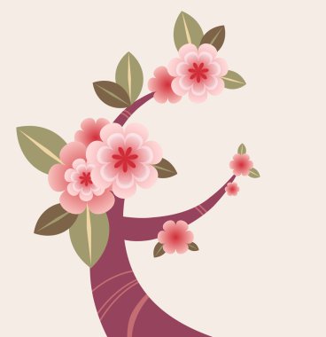 Cherry blossom tree branch clipart