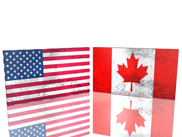 美国和加拿大的国旗 — 图库照片