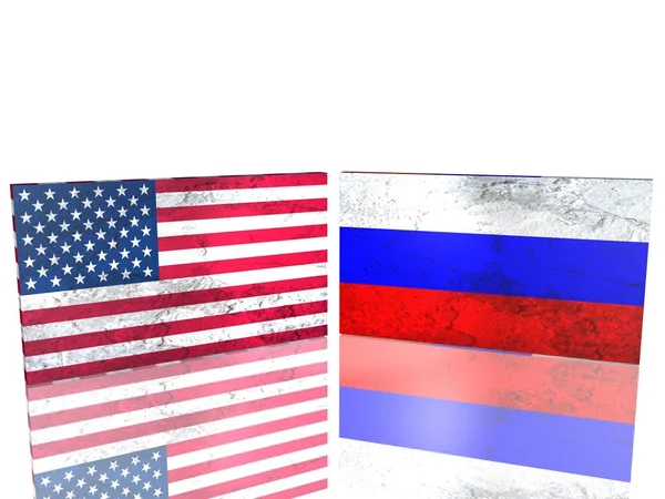 USA och Ryssland flaggor — Stockfoto