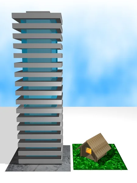 Moderne Gebäude und Hütten — Stockfoto