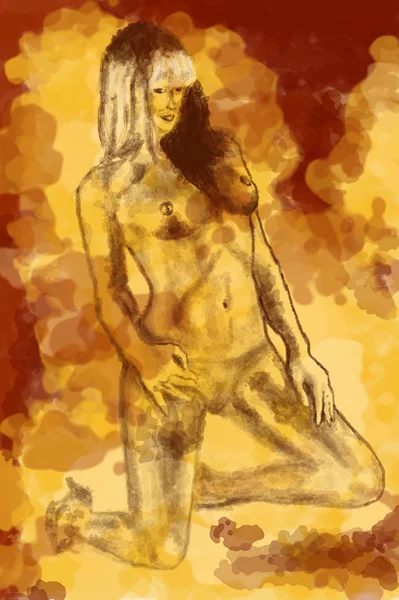 stock image Sketch of beauty naked woman