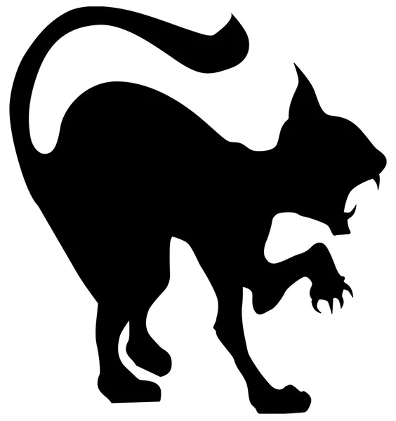 Angry black cat face clipart isolated on white. Cartoon style