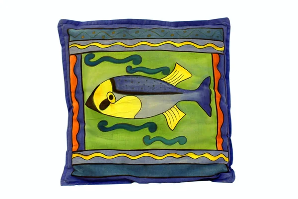 Синяя подушка с рыбой — стоковое фото