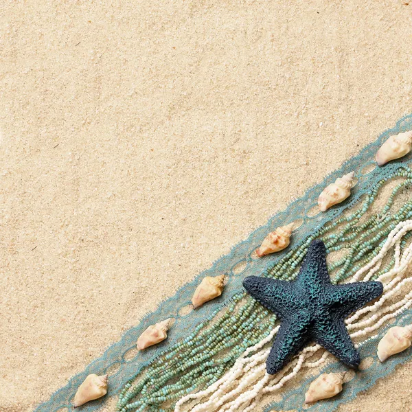 Sfondo con una stella marina blu — Foto Stock