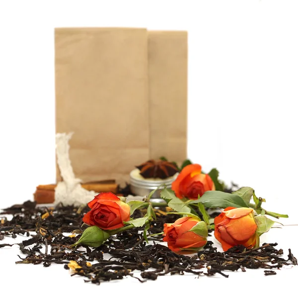 Rose ile çay ve baharatlar — Stok fotoğraf
