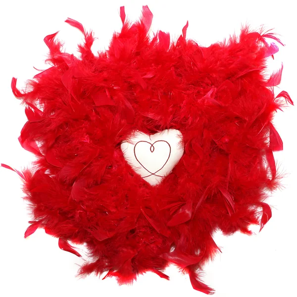 Сердце в красных перьях — стоковое фото