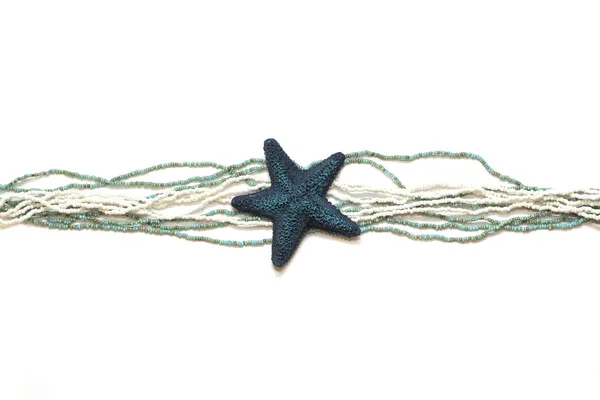 Estrela-do-mar azul sobre fundo branco — Fotografia de Stock