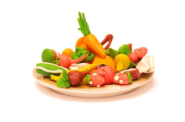 Produtos hortícolas e frutas de plasticina — Fotografia de Stock