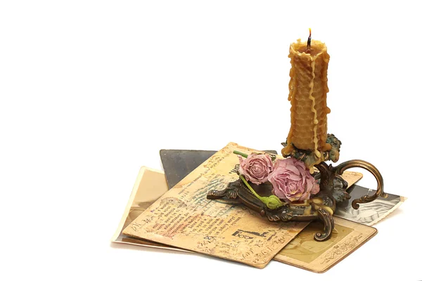 Antique bronze candlestick — Stock Photo, Image