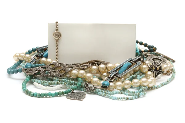 Rama biżuterii: srebro i perły — Zdjęcie stockowe