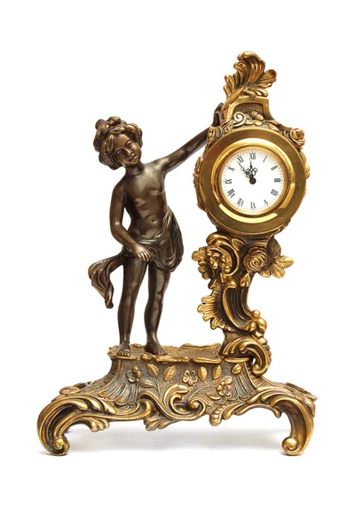 Антикварные часы с женской фигуркой — стоковое фото