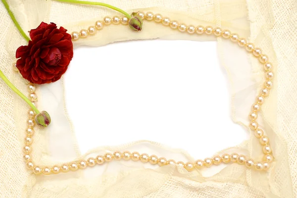 Rahmen aus Blumen, Perlen — Stockfoto