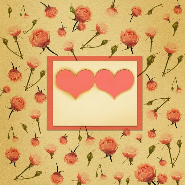 Paper frame with heart and flowers — Stock Photo, Image
