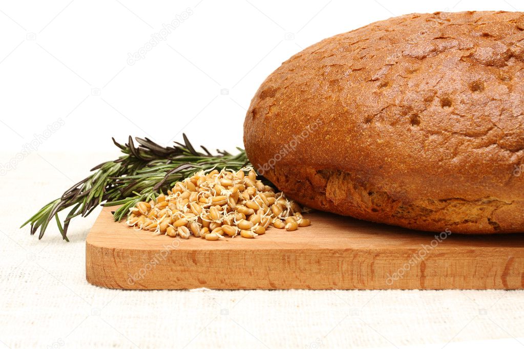 Cut bread, germinated wheat, herb