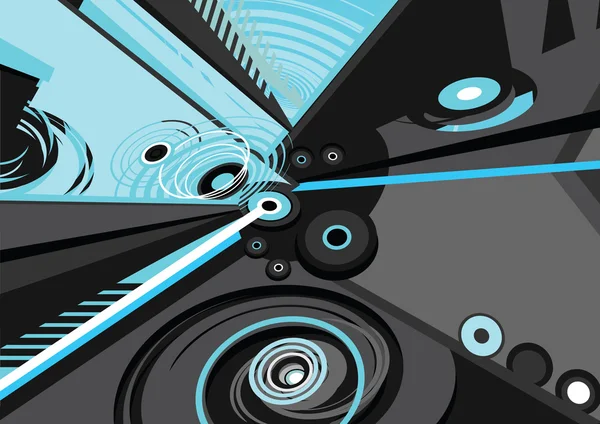 Lignes et cercles stylisés en bleu — Image vectorielle
