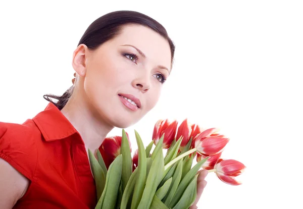 Portrait of a woman with flowers — Stock Photo, Image