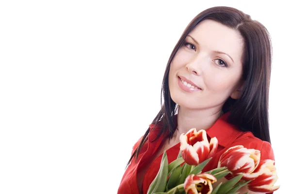 Portret van een vrouw met bloemen — Stockfoto