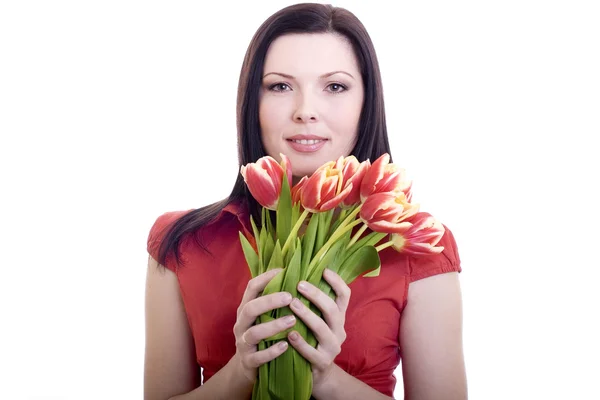 Ritratto di donna con fiori — Foto Stock